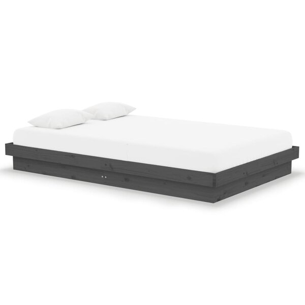 vidaXL Cadre de lit sans matelas gris bois massif