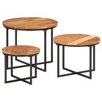 vidaXL Tables basses gigognes 3 Pièces bois massif d'acacia et fer