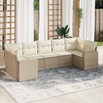 vidaXL Salon de jardin avec coussins 7 Pièces beige résine tressée