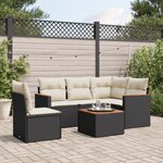 vidaXL Salon de jardin 6 Pièces avec coussins noir résine tressée
