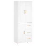 vidaXL Buffet haut Blanc 69 5x34x180 cm Bois d'ingénierie