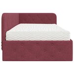vidaXL Cadre de lit d'angle avec matelas Bordeaux 90 x 190 cm tissu