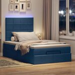 vidaXL Cadre de lit ottoman avec matelas bleu 120x200 cm tissu
