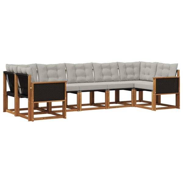 vidaXL Ensemble de canapés d'extérieur 7 pc Naturel et Gris clair