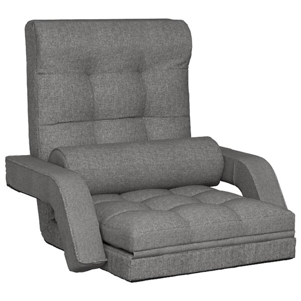 vidaXL Chaise pliable de sol avec fonction de lit Gris clair Tissu