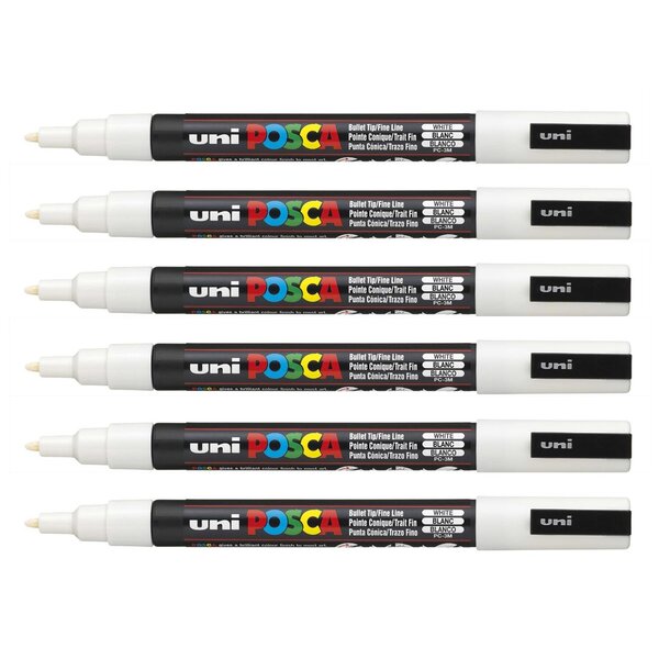 Marqueur pointe conique fine PC3M 0 9 - 1 3mm Blanc x 12 POSCA