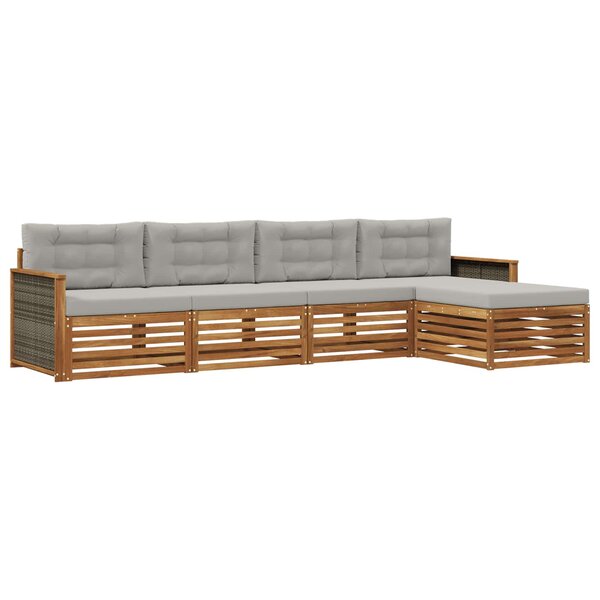 vidaXL Ensemble de canapés d'extérieur 5 pc Naturel et gris clair