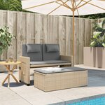 vidaXL Banc inclinable de jardin avec coussins beige résine tressée