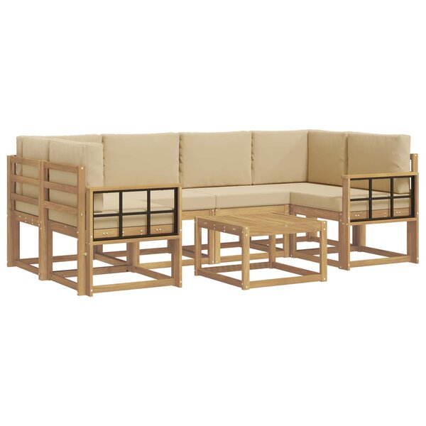 vidaXL Ensemble de canapés d'extérieur 7 pc Blanc et Beige