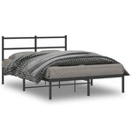 vidaXL Cadre de lit métal avec tête de lit noir 140x200 cm