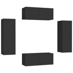 vidaXL Ensemble de meubles TV 4 Pièces Noir Bois d'ingénierie