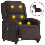 vidaXL Fauteuil de massage inclinable électrique Marron foncé Tissu