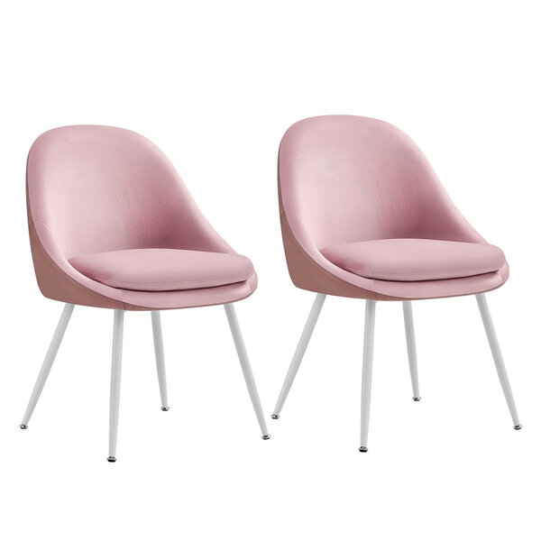 Lot de 2 chaises salle à manger supportant jusqu’à 120 kg coussin rembourré 55 cm d’épaisseur pieds évasés pour bureau salon rose 12_0006217
