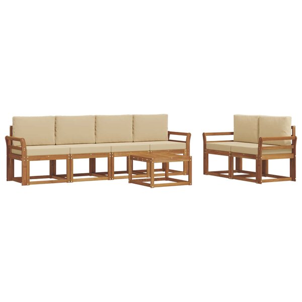 vidaXL Ensemble de canapés d'extérieur 7 pc Naturel et Beige