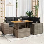 vidaXL Salon de jardin 5 Pièces avec coussins gris résine tressée