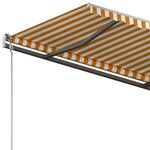 Vidaxl auvent rétractable manuel et poteaux 3 5x2 5 m jaune et blanc