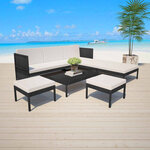 vidaXL Salon de jardin 6 Pièces avec coussins résine tressée noir