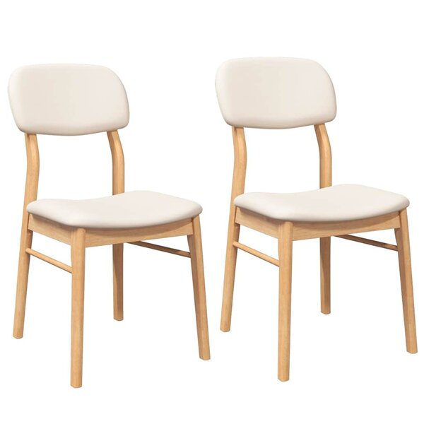 vidaXL Chaises à manger coussins 2 Pièces naturel bois massif caoutchouc