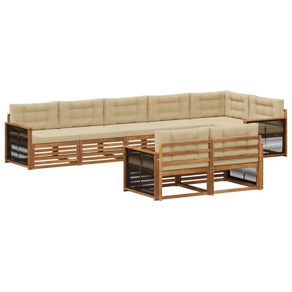 vidaXL Ensemble de canapés d'extérieur 8 Pièces Naturel et Beige