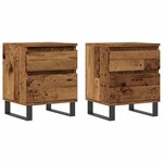vidaXL Tables de chevet 2 Pièces vieux bois 40x35x50 cm bois d’ingénierie