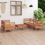 vidaXL Salon de jardin 6 Pièces Marron miel Bois de pin massif