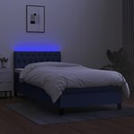 vidaXL Sommier tapissier avec matelas et LED Bleu 100x200 cm Tissu
