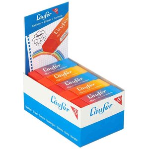 Gomme en plastique PLAST COLOR  en présentoir de 20 LÄUFER