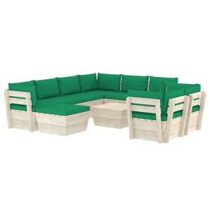 vidaXL Salon de jardin palette 10 Pièces avec coussins Épicéa imprégné