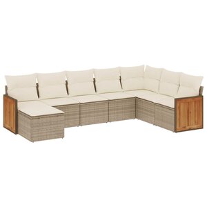 vidaXL Salon de jardin avec coussins 8 Pièces beige résine tressée