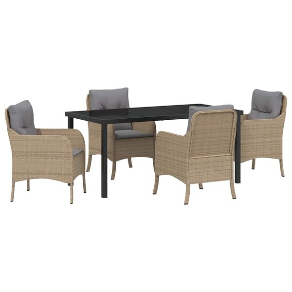 vidaXL Ensemble de salle à manger pour jardin 5 Pièces Beige Poly rotin