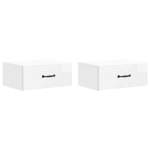 vidaXL Cabinet de chevet mural 2 Pièces Blanc brillant 49 x 34 5 x 20 cm