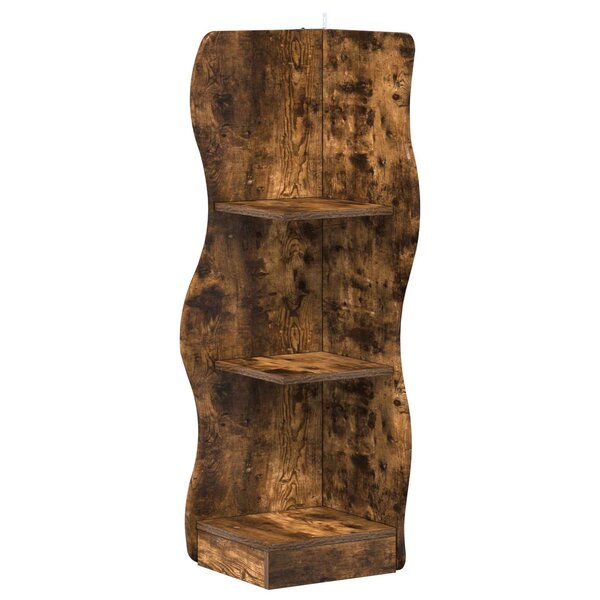 vidaXL Étagère d'angle Chêne fumé 34 x 33 x 102 cm Bois d'ingénierie