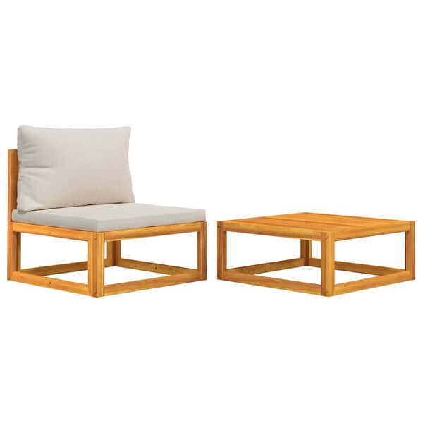 vidaXL Salon de jardin avec coussins 2 Pièces bois massif acacia