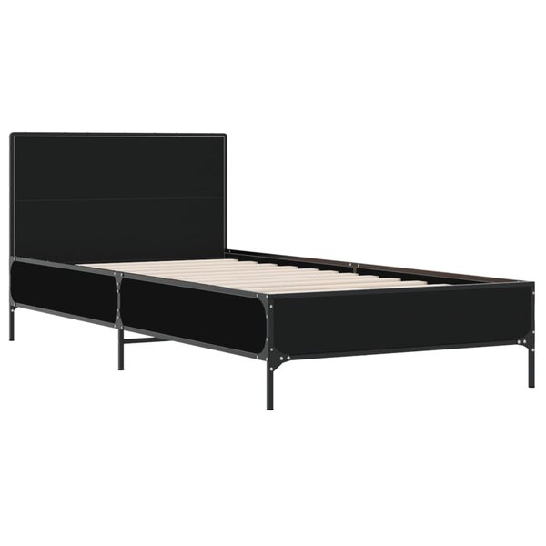 vidaXL Cadre de lit noir 90x190 cm bois d'ingénierie et métal