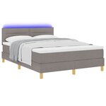 vidaXL Lit à ressort LED avec bandes LED Taupe 140 x 200 cm tissu