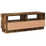 vidaXL Meuble TV avec lumières LED chêne fumé 100x35x40 cm