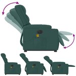 vidaXL Fauteuil inclinable de massage électrique Vert foncé Tissu
