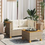 vidaXL Canapés d'angle de jardin et coussins 2Pièces beige résine tressée