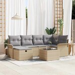 vidaXL Ensemble de canapé de jardin 7 Pièces Beige Poly rotin