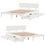 vidaXL Cadre de lit avec tiroirs sans matelas blanc 160x200 cm