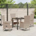 vidaXL Ensemble de salle à manger pour jardin 5 Pièces Beige polyrotin