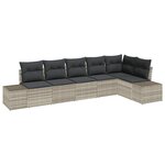 vidaXL Ensemble de canapé de jardin 6 Pièces Gris clair Poly rotin