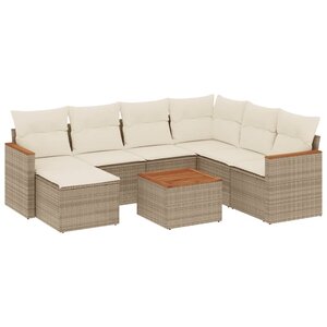 vidaXL Salon de jardin avec coussins 8 Pièces beige résine tressée