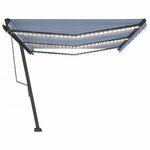vidaXL Auvent automatique capteur de vent/LED 600x300 cm Bleu et blanc
