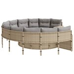 vidaXL Canapé de jardin avec coussins rond beige résine tressée