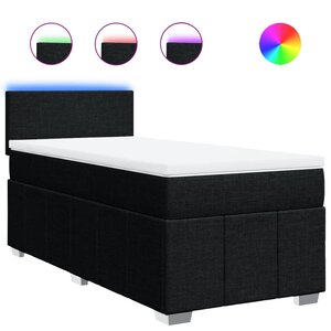vidaXL Sommier à lattes de lit avec matelas Noir 100x200 cm Tissu
