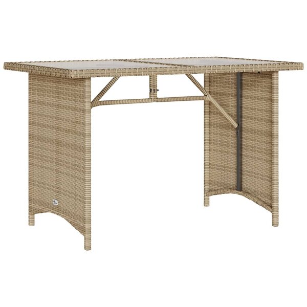 vidaXL Table de jardin avec dessus en verre beige 110x68x70 cm rotin