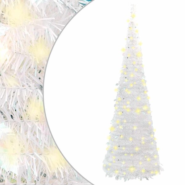 vidaXL Sapin de Noël artificiel escamotable 100 LED blanc 150 cm