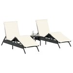 vidaXL Chaises longues lot de 2 avec table noir résine tressée