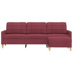 vidaXL Canapé à 3 places avec repose-pieds Rouge bordeaux 210 cm Tissu